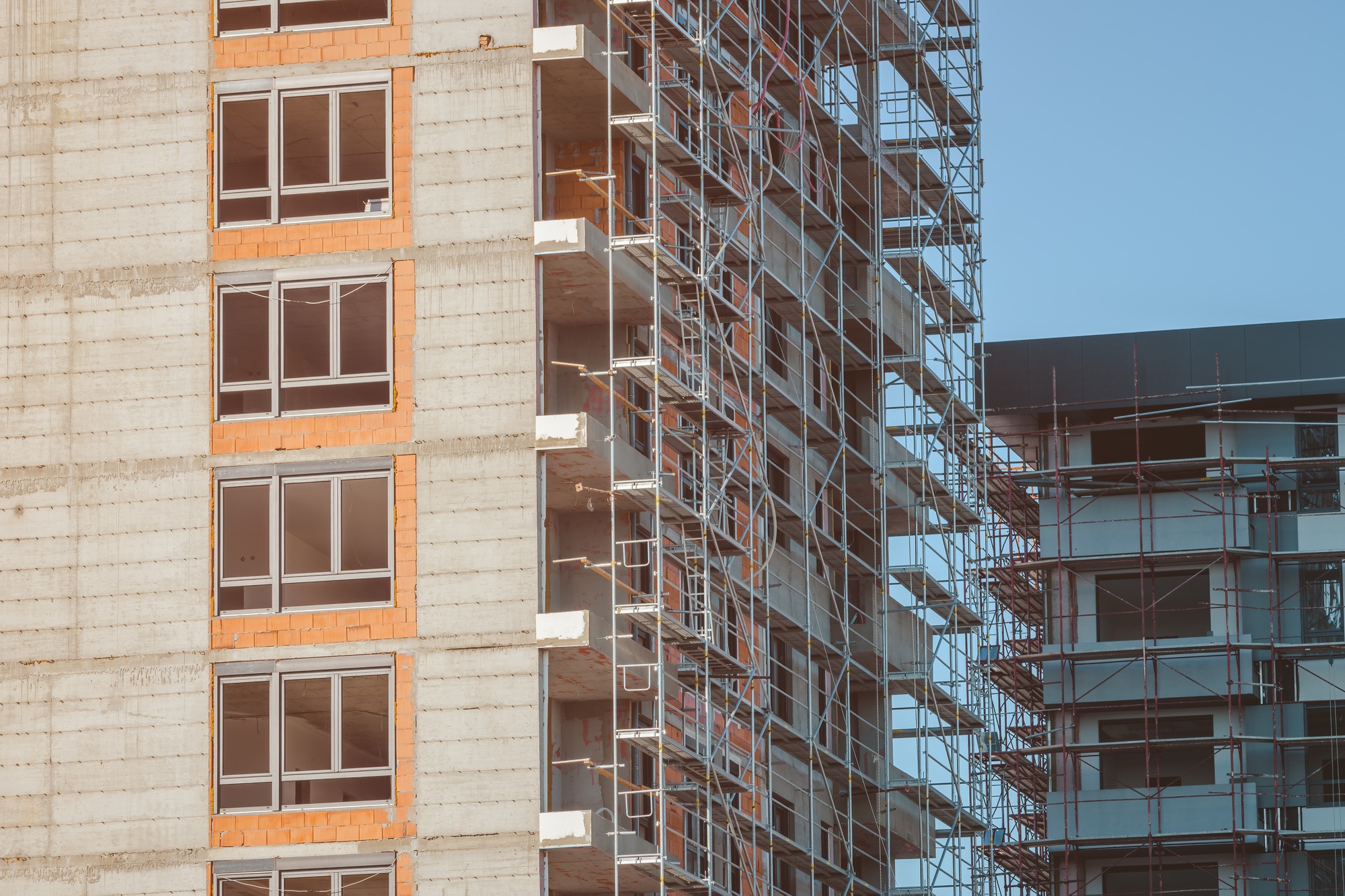 High-rise skyscraper building under construction